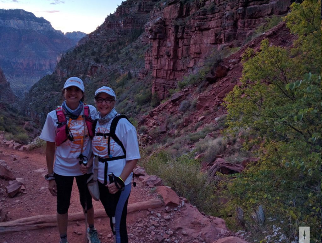 Maria and Anne stop for a photo early in the morning on the North Rim.