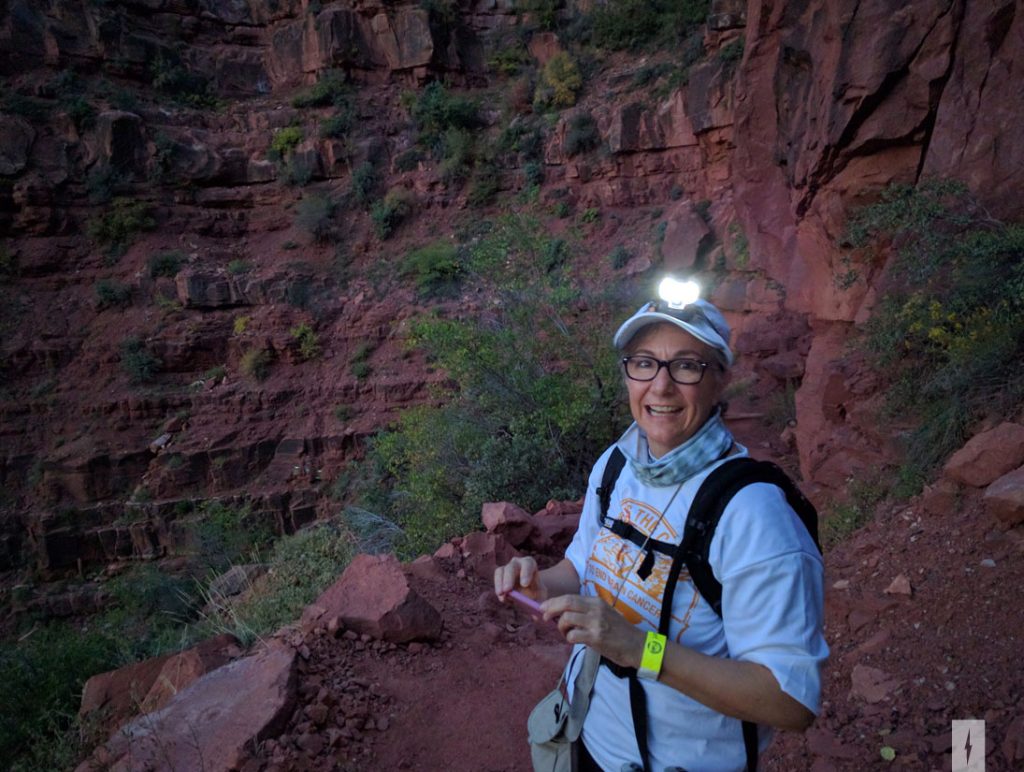 Anne in the early dawn light of the North Rim of the Grand Canyon